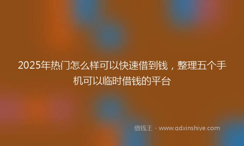 2025年热门怎么样可以快速借到钱，整理五个手机可以临时借钱的平台