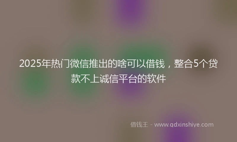 2025年热门微信推出的啥可以借钱，整合5个贷款不上诚信平台的软件