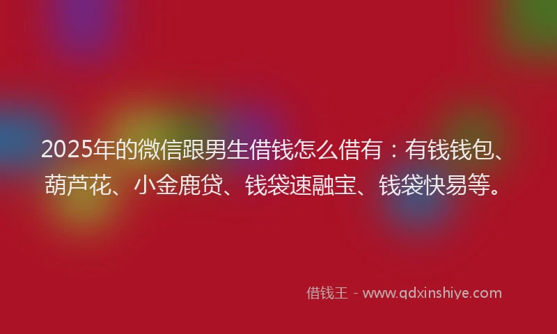 2025年的微信跟男生借钱怎么借有：有钱钱包、葫芦花、小金鹿贷、钱袋速融宝、钱袋快易等。