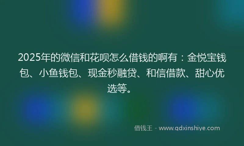 2025年的微信和花呗怎么借钱的啊有：金悦宝钱包、小鱼钱包、现金秒融贷、和信借款、甜心优选等。