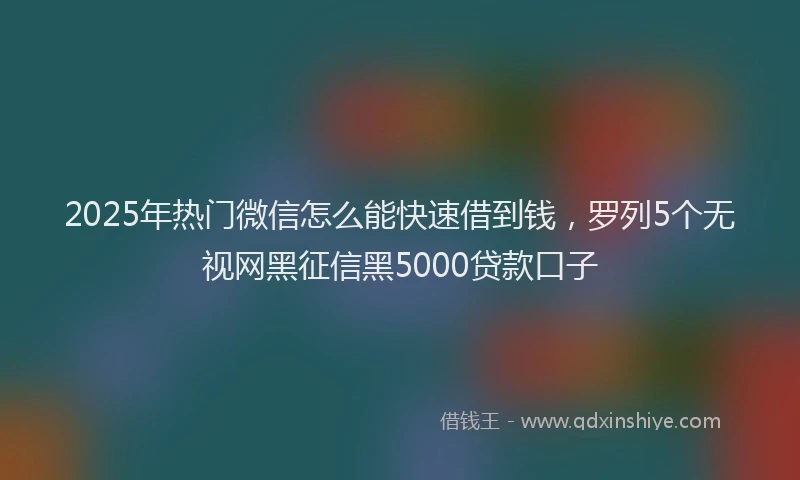 2025年热门微信怎么能快速借到钱，罗列5个无视网黑征信黑5000贷款口子