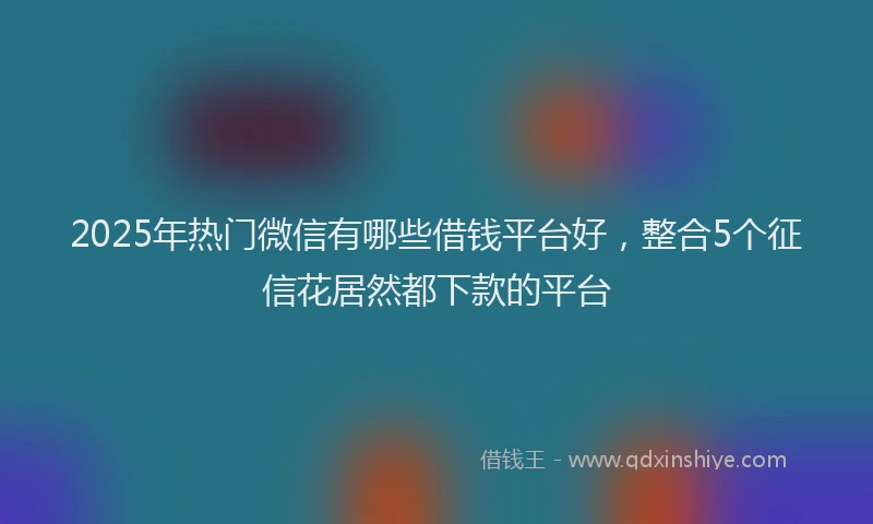 2025年热门微信有哪些借钱平台好，整合5个征信花居然都下款的平台