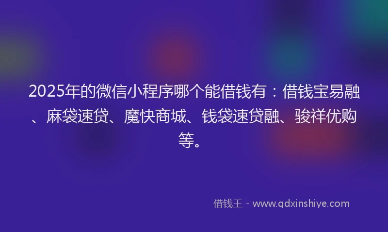 2025年的微信小程序哪个能借钱有：借钱宝易融、麻袋速贷、魔快商城、钱袋速贷融、骏祥优购等。