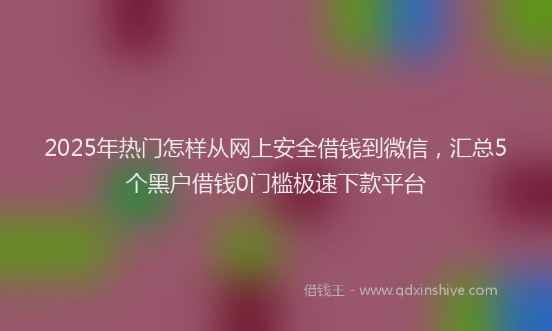 2025年热门怎样从网上安全借钱到微信，汇总5个黑户借钱0门槛极速下款平台