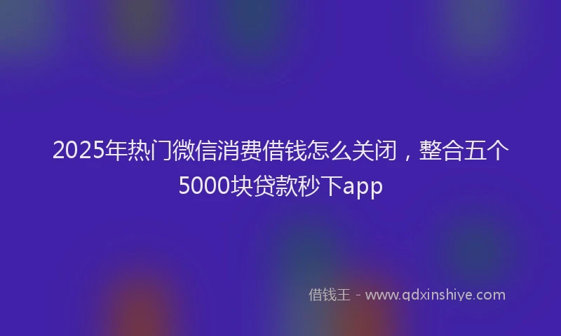 2025年热门微信消费借钱怎么关闭，整合五个5000块贷款秒下app