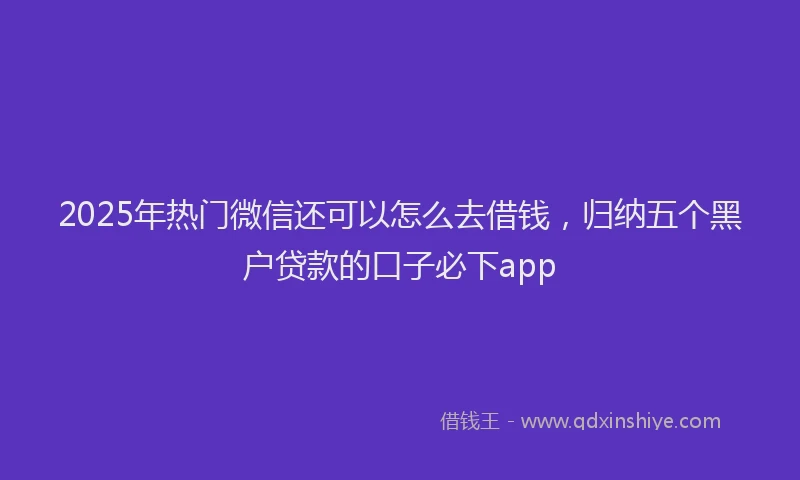 2025年热门微信还可以怎么去借钱，归纳五个黑户贷款的口子必下app