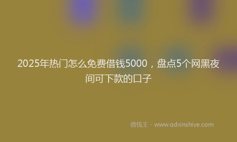 2025年热门怎么免费借钱5000，盘点5个网黑夜间可下款的口子