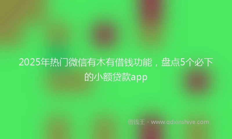 2025年热门微信有木有借钱功能，盘点5个必下的小额贷款app