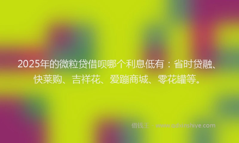 2025年的微粒贷借呗哪个利息低有：省时贷融、快莱购、吉祥花、爱蹦商城、零花罐等。