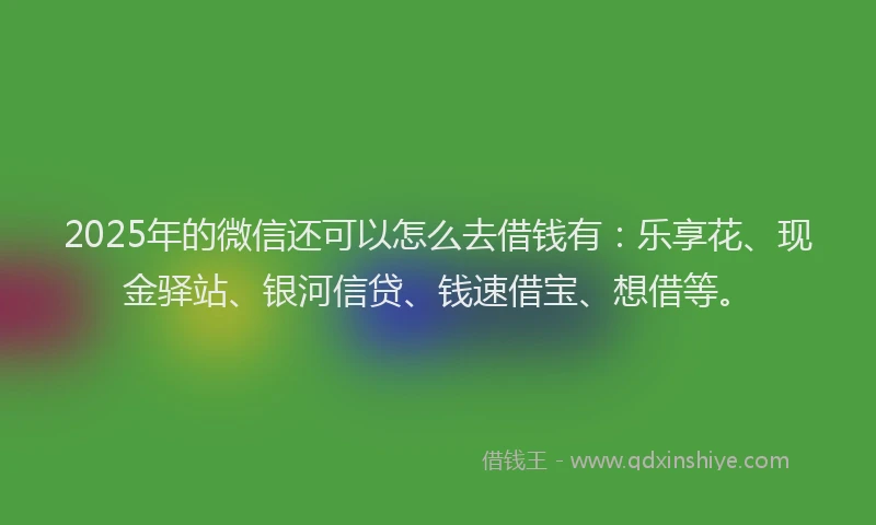 2025年的微信还可以怎么去借钱有：乐享花、现金驿站、银河信贷、钱速借宝、想借等。