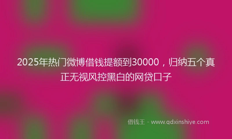 2025年热门微博借钱提额到30000，归纳五个真正无视风控黑白的网贷口子