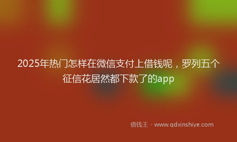 2025年热门怎样在微信支付上借钱呢，罗列五个征信花居然都下款了的app