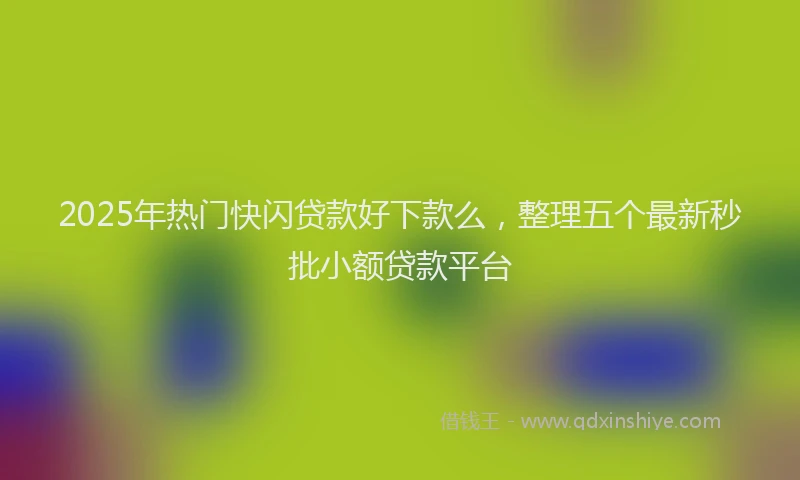 2025年热门快闪贷款好下款么，整理五个最新秒批小额贷款平台