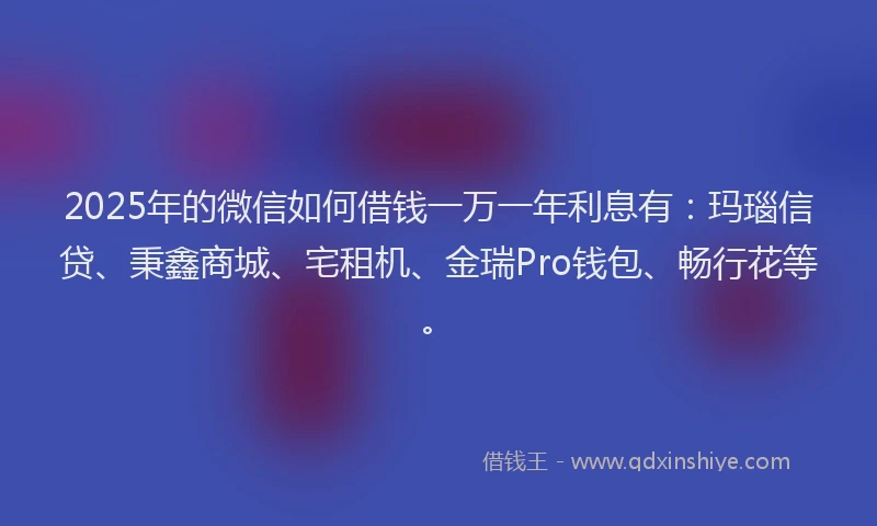 2025年的微信如何借钱一万一年利息有：玛瑙信贷、秉鑫商城、宅租机、金瑞Pro钱包、畅行花等。