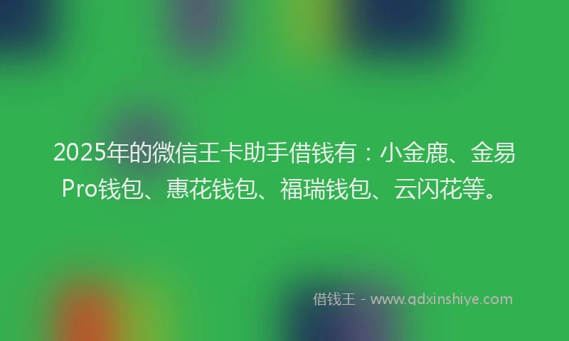 2025年的微信王卡助手借钱有：小金鹿、金易Pro钱包、惠花钱包、福瑞钱包、云闪花等。