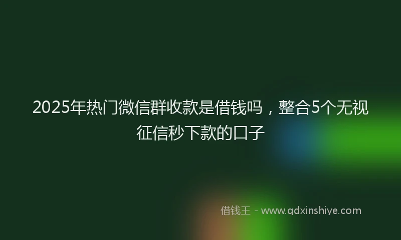 2025年热门微信群收款是借钱吗，整合5个无视征信秒下款的口子