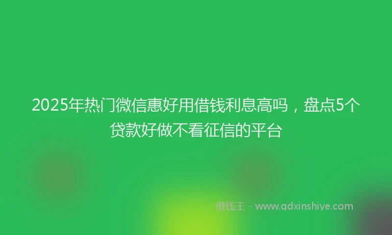 2025年热门微信惠好用借钱利息高吗，盘点5个贷款好做不看征信的平台