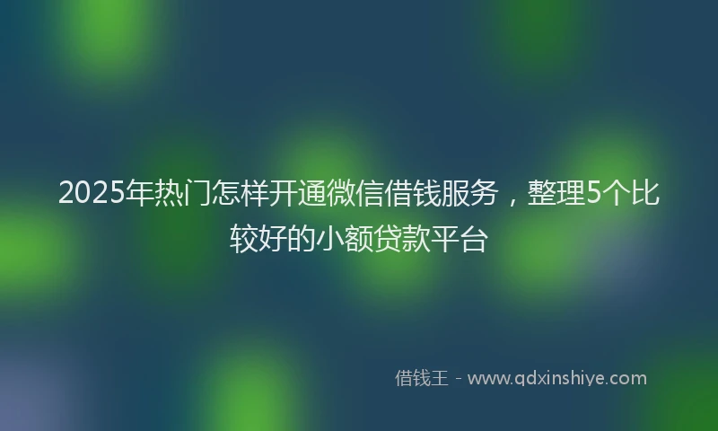 2025年热门怎样开通微信借钱服务，整理5个比较好的小额贷款平台