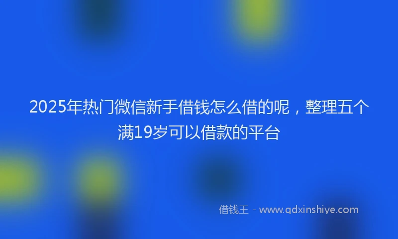 2025年热门微信新手借钱怎么借的呢，整理五个满19岁可以借款的平台