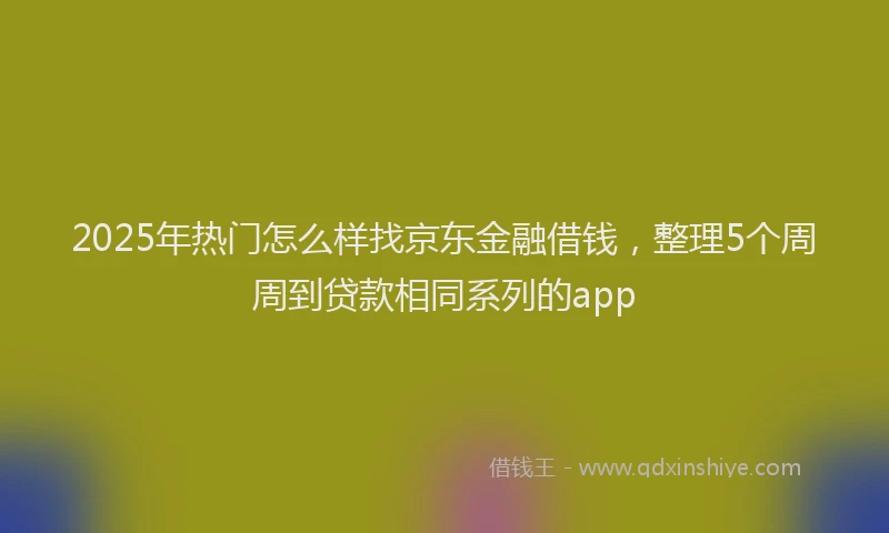 2025年热门怎么样找京东金融借钱，整理5个周周到贷款相同系列的app
