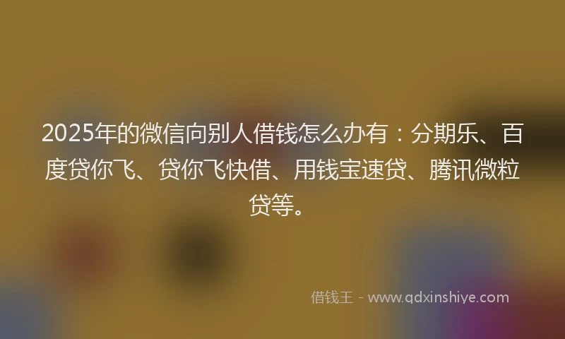 2025年的微信向别人借钱怎么办有：分期乐、百度贷你飞、贷你飞快借、用钱宝速贷、腾讯微粒贷等。