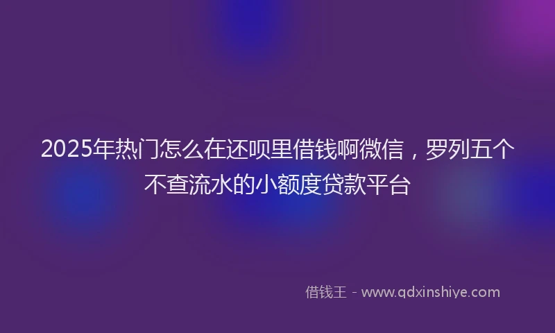 2025年热门怎么在还呗里借钱啊微信，罗列五个不查流水的小额度贷款平台