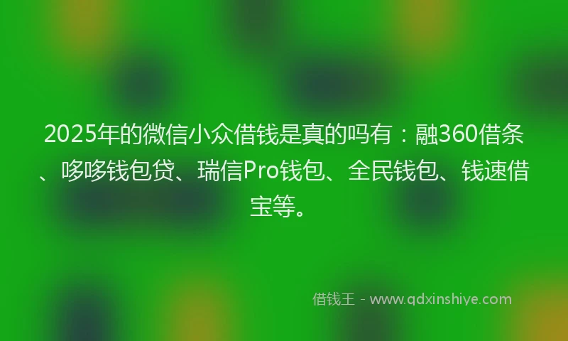 2025年的微信小众借钱是真的吗有：融360借条、哆哆钱包贷、瑞信Pro钱包、全民钱包、钱速借宝等。