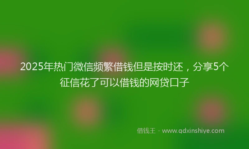 2025年热门微信频繁借钱但是按时还，分享5个征信花了可以借钱的网贷口子