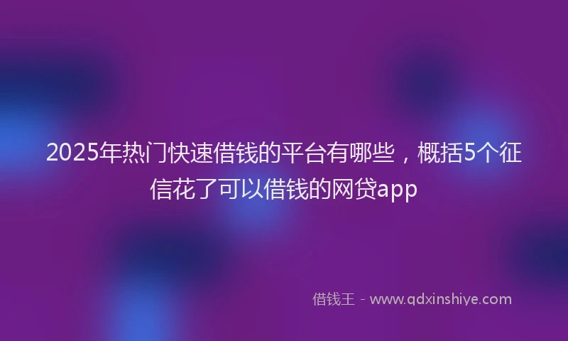 2025年热门快速借钱的平台有哪些，概括5个征信花了可以借钱的网贷app