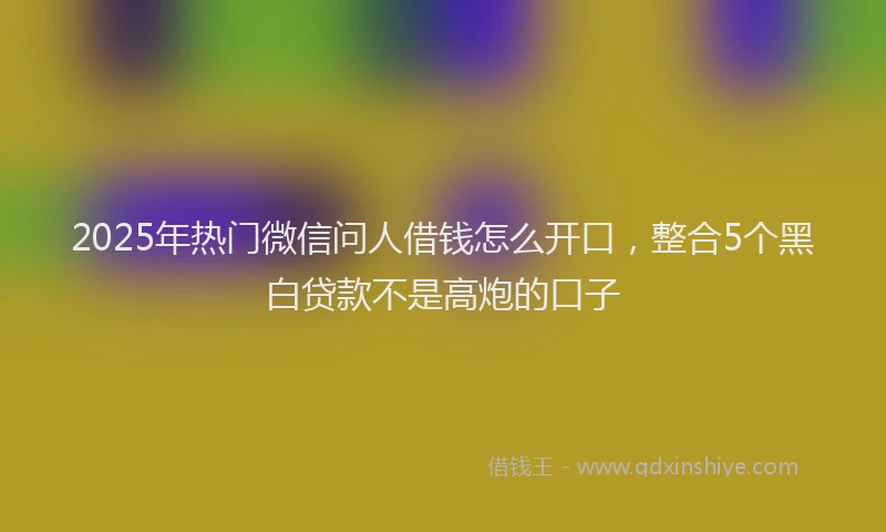 2025年热门微信问人借钱怎么开口，整合5个黑白贷款不是高炮的口子