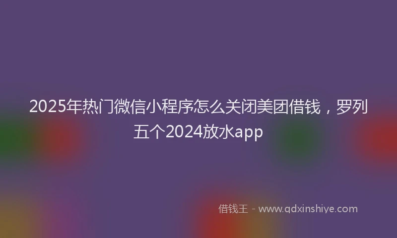 2025年热门微信小程序怎么关闭美团借钱，罗列五个2024放水app