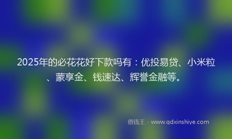 2025年的必花花好下款吗有：优投易贷、小米粒、蒙享金、钱速达、辉誉金融等。