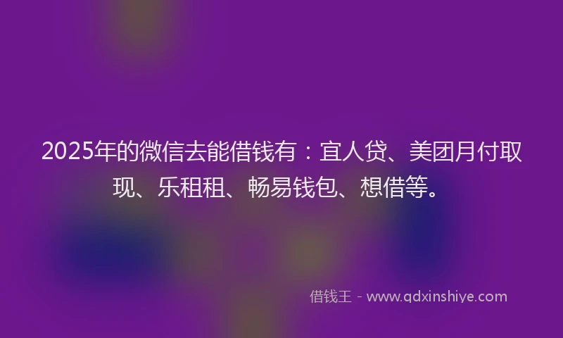 2025年的微信去能借钱有：宜人贷、美团月付取现、乐租租、畅易钱包、想借等。