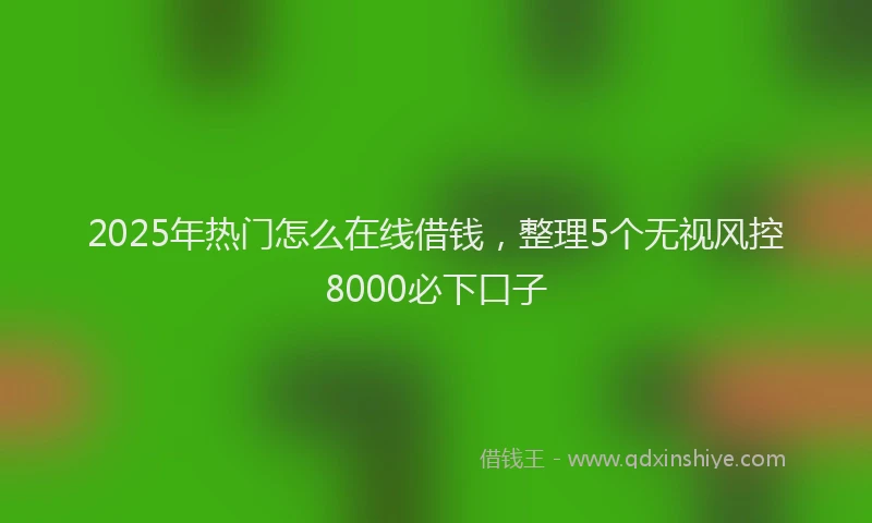 2025年热门怎么在线借钱，整理5个无视风控8000必下口子