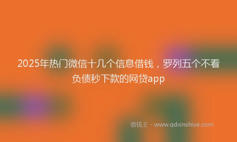 2025年热门微信十几个信息借钱，罗列五个不看负债秒下款的网贷app