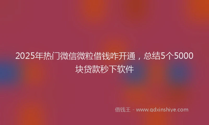 2025年热门微信微粒借钱咋开通，总结5个5000块贷款秒下软件
