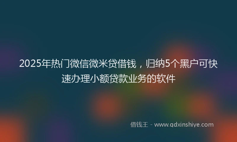 2025年热门微信微米贷借钱，归纳5个黑户可快速办理小额贷款业务的软件