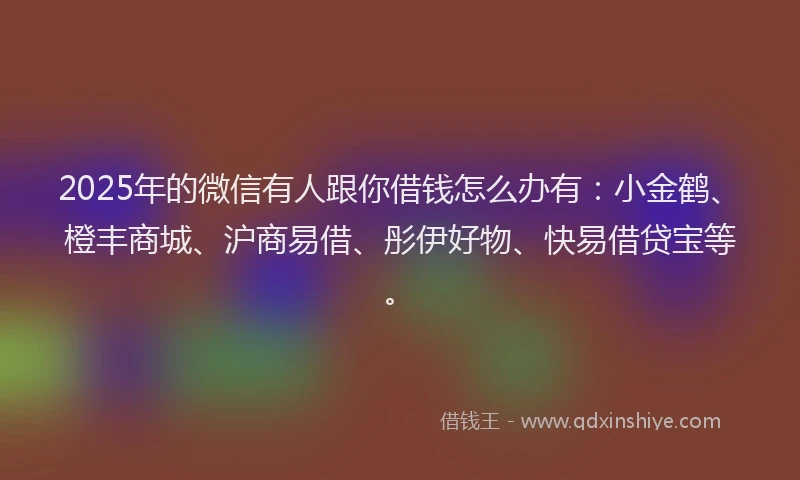 2025年的微信有人跟你借钱怎么办有：小金鹤、橙丰商城、沪商易借、彤伊好物、快易借贷宝等。