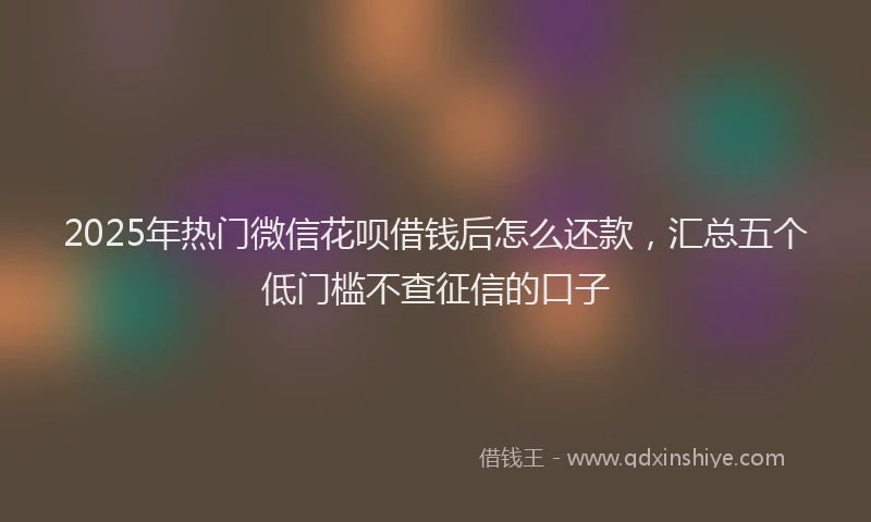 2025年热门微信花呗借钱后怎么还款，汇总五个低门槛不查征信的口子