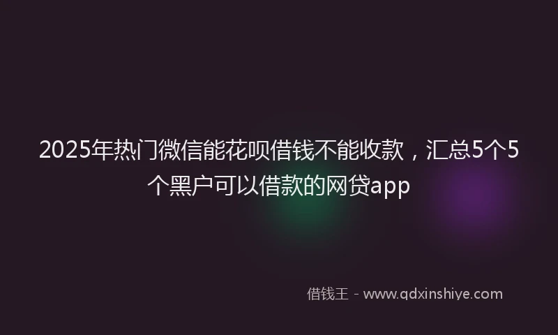 2025年热门微信能花呗借钱不能收款，汇总5个5个黑户可以借款的网贷app
