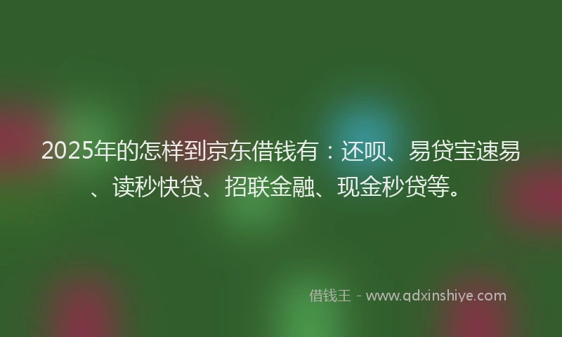 2025年的怎样到京东借钱有：还呗、易贷宝速易、读秒快贷、招联金融、现金秒贷等。