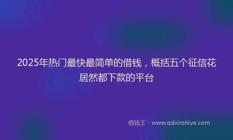 2025年热门最快最简单的借钱，概括五个征信花居然都下款的平台