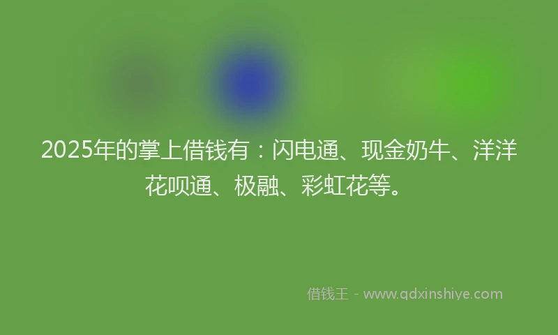 2025年的掌上借钱有：闪电通、现金奶牛、洋洋花呗通、极融、彩虹花等。