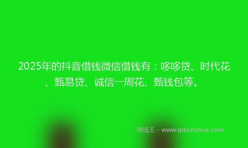 2025年的抖音借钱微信借钱有：哆哆贷、时代花、甄易贷、诚信一周花、甄钱包等。