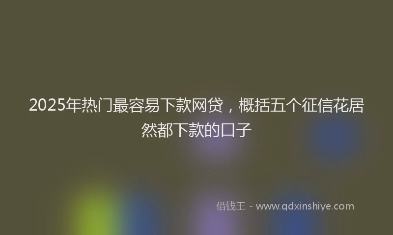 2025年热门最容易下款网贷，概括五个征信花居然都下款的口子