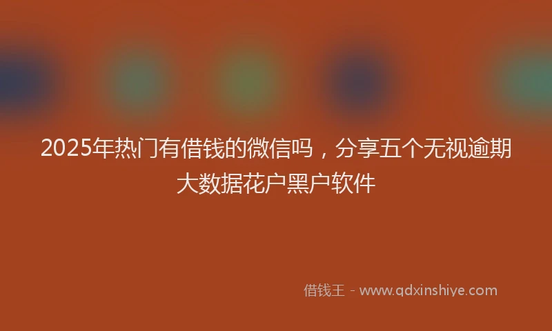 2025年热门有借钱的微信吗，分享五个无视逾期大数据花户黑户软件