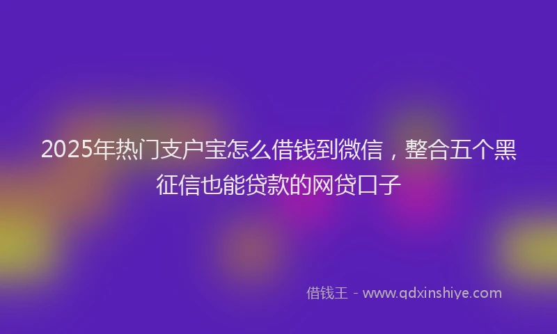 2025年热门支户宝怎么借钱到微信，整合五个黑征信也能贷款的网贷口子
