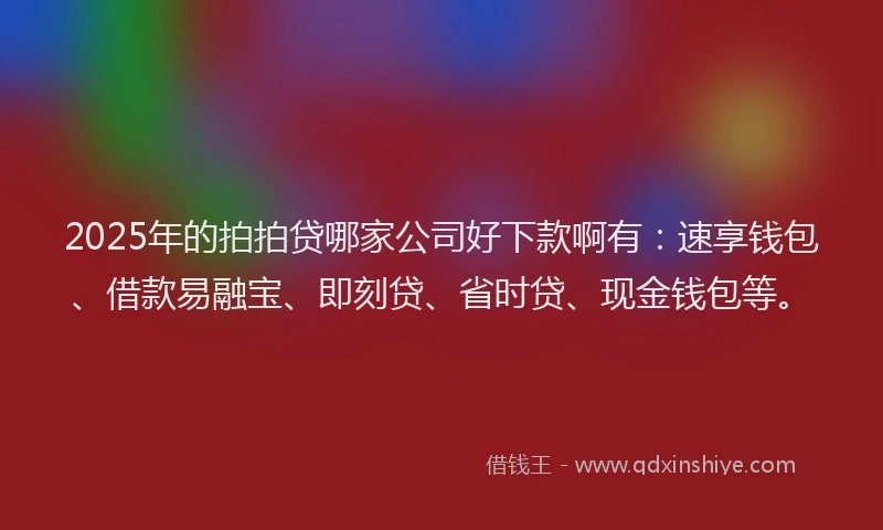 2025年的拍拍贷哪家公司好下款啊有：速享钱包、借款易融宝、即刻贷、省时贷、现金钱包等。