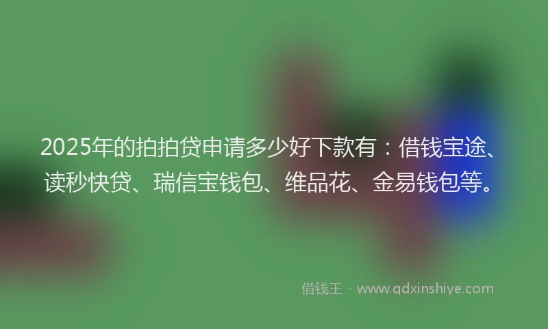 2025年的拍拍贷申请多少好下款有：借钱宝途、读秒快贷、瑞信宝钱包、维品花、金易钱包等。