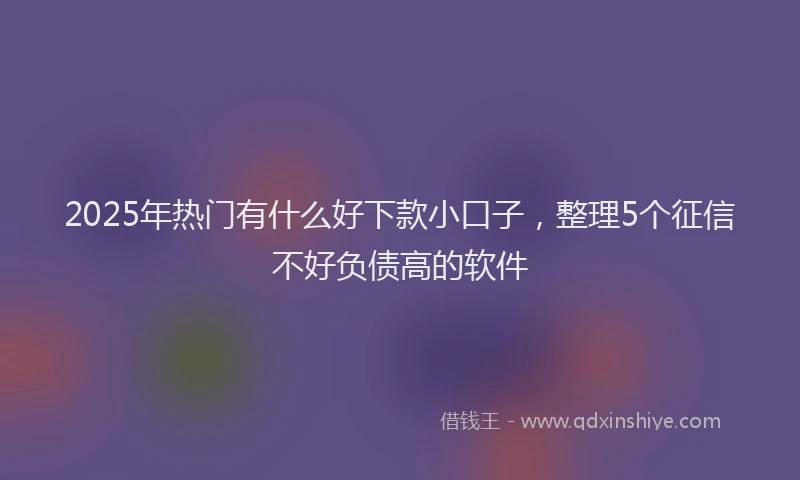 2025年热门有什么好下款小口子，整理5个征信不好负债高的软件